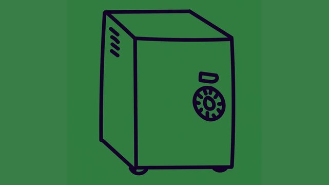 A green background with black and white image of refrigerator drawing green screen animated chromakey background gesture elements illustration style figure movement scene motion emotion