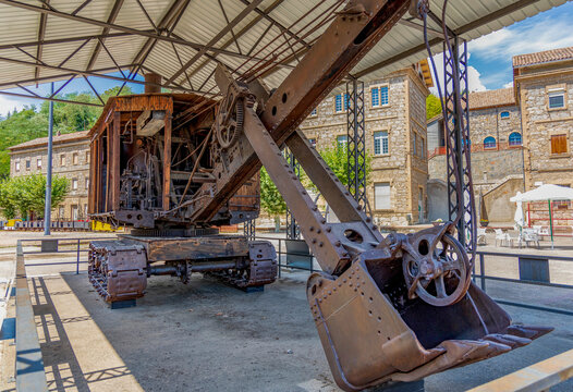 Antique industrial mining excavator used in tunnel construction