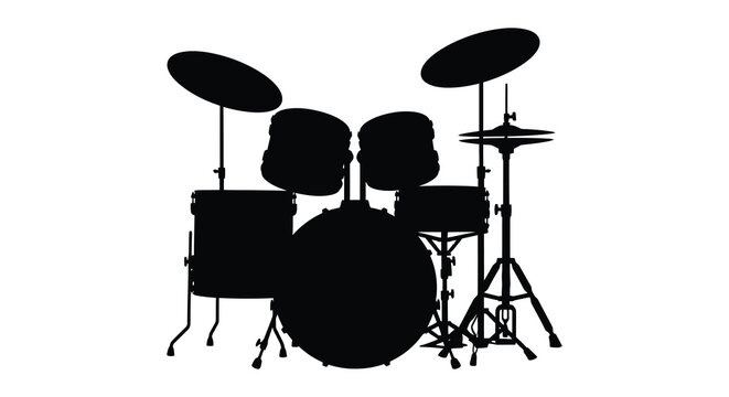 Drum set silhouette against a white background silhouette