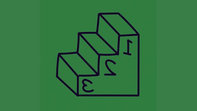 A green background with black outline of building and line drawing two blocks white logo green screen animated chromakey background layers colorful style cartoonish expression scene