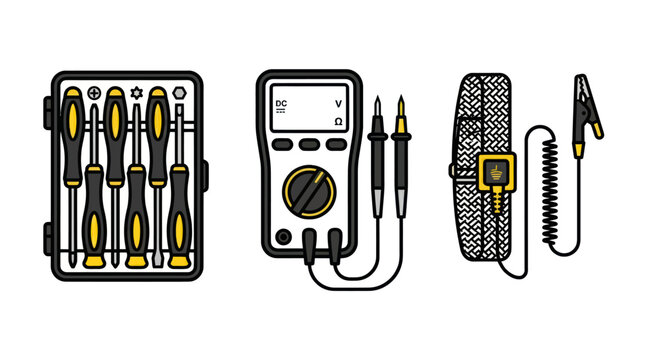 Electronics Repair Tool Icon Set