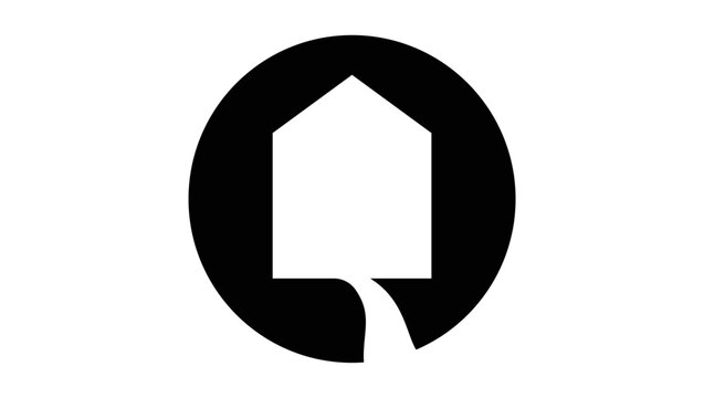 Road leading to the house, Letter Q symbol, black isolated vector silhouette