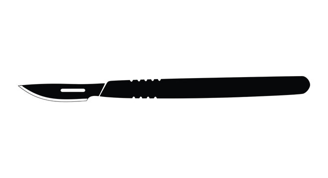 Scalpel With Black Handle And Blade Minimalist Silhouette