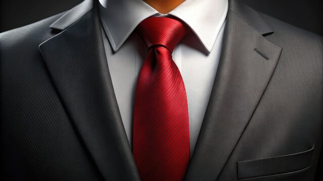Black suit with red tie closeup