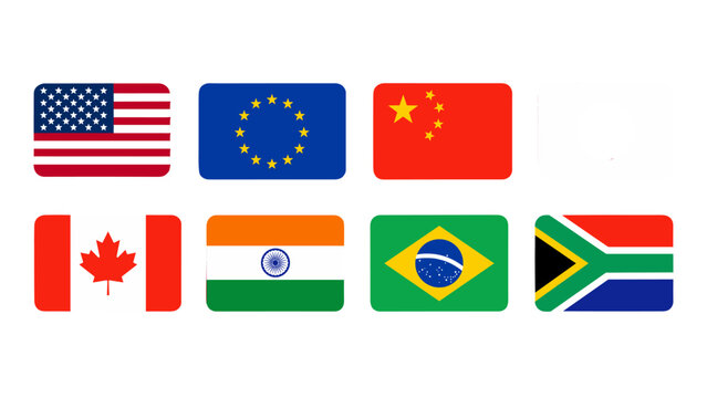Set of rounded rectangle country flags with blank placeholder