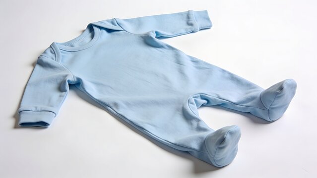 Soft blue cotton newborn infant footie pajama or bodysuit with bodysuit