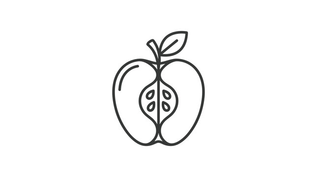 Half Apple Outline Vector Illustration