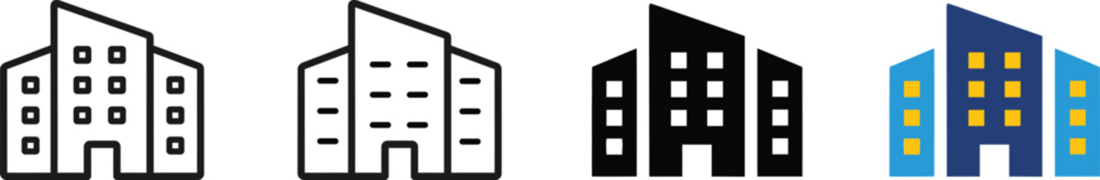 Office Building and Commercial Property Icon Set Vector Illustration