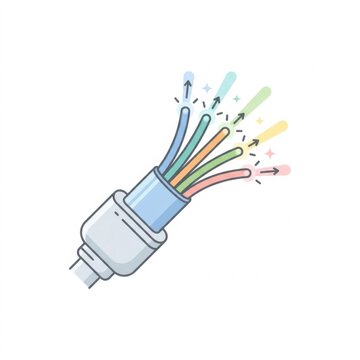 Colorful fiber optic cable illustration showing high speed data flow
