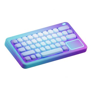 3D Stylized Keyboard with Purple and Blue Gradient on White Background