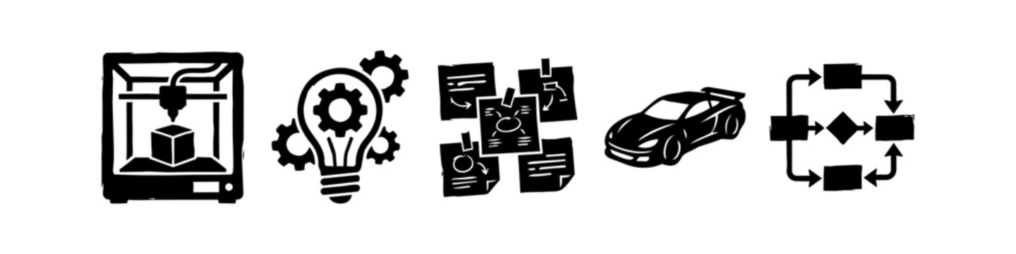 Innovation Development Hand Drawn Grunge Icon Set