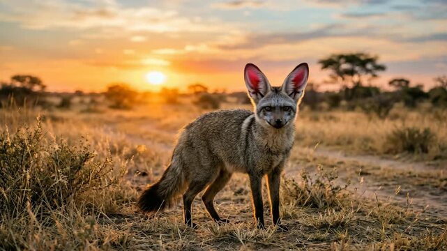 bat eared fox sunset light african wildlife golden hour nature video