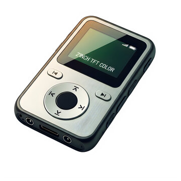 Old silver portable mp3 player with screen