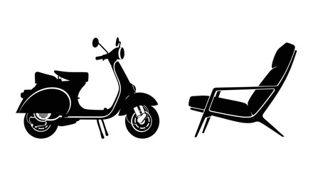 Scooter and Lounge Chair Silhouette Set © Vertu