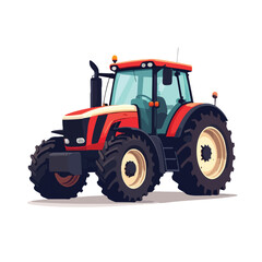 Obraz premium A vibrant red modern agricultural tractor illustration on white background.