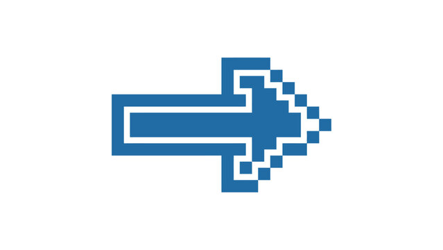 Pixelated right arrow vector icon blue 8 bit retro gaming and digital interface symbol