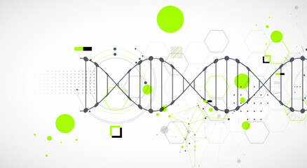 Fototapeta na wymiar Abstraction on a scientific medical theme. Creative image of a DNA molecule with art elements.