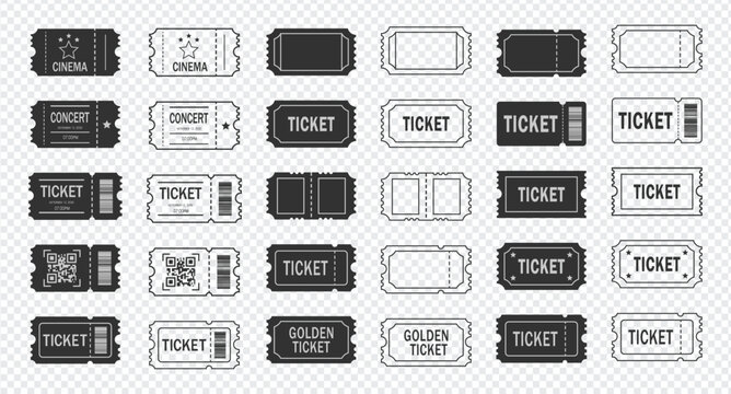 Collection Of Ticket Shapes And Cinema Admission Forms Transparent Background
