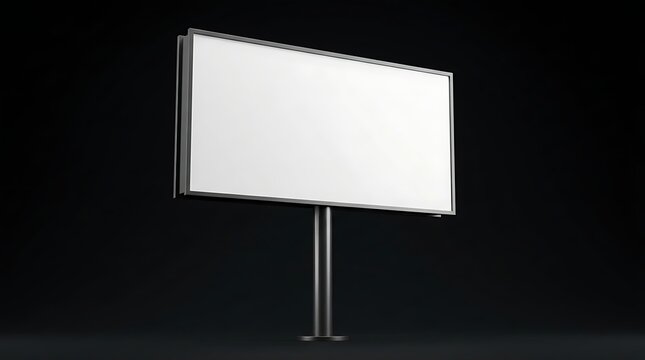 Blank single pole billboard mockup with empty screen for outdoor advertising display, marketing strategy, brand promotion