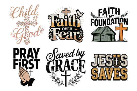 Christian Faith Typography T Shirt Design Bundle, Christian, faith, Jesus
