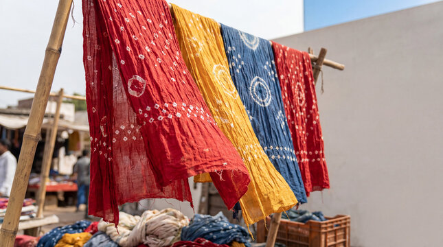 Colorful Tie-Dye Fabrics on Display