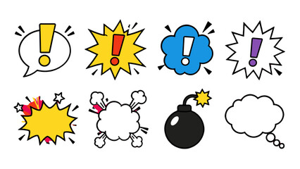 Comic speech bubbles and explosion symbols vector set © Andrei