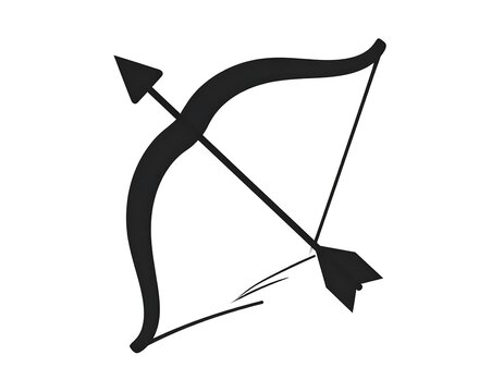 A black bow and arrow graphic on a white background