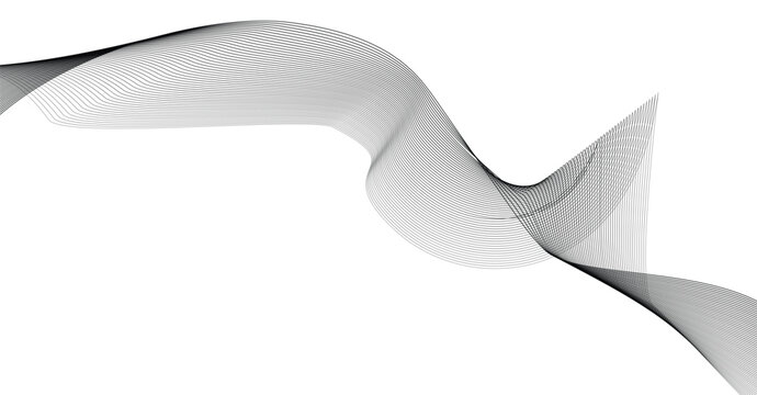 Abstract flowing wave pattern of monochromatic black lines on white background with abstract