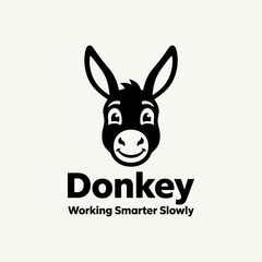Fototapeta premium Smiling Donkey Face Closeup Portrait.