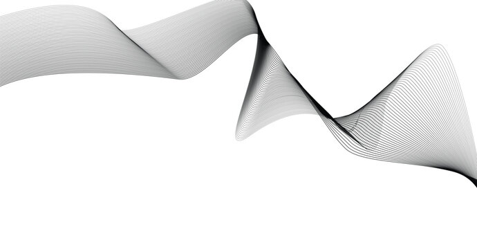 Abstract flowing lines pattern with moire effect on white background abstract monochrome illusion