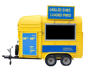 Isolated Yellow Food Trailer For Festivals © Mr Doomits