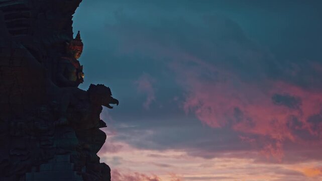 Bali famous Landmark and popular travel destination Hindu God Garuda Wisnu Kencana 122-meter tall statue GWK Bali Indonesia 4K
