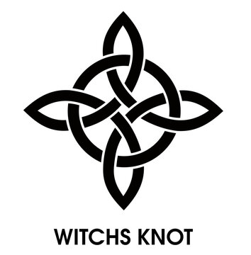 Witchs Knot symbol representing protection, unity and mystical traditions. Celtic geometric emblem with spiritual symbolism. Wicca symbol - Power of four elements. illustration isolated on a white