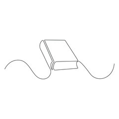 Obraz premium Open book one line. Vector drawing.