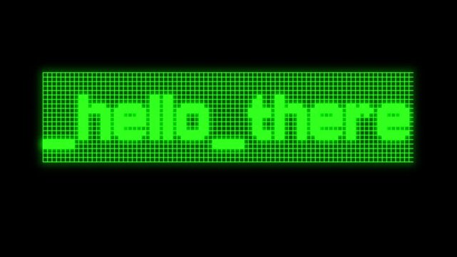 Hello There greeting text on computer screen with green glowing retro style pixelated font