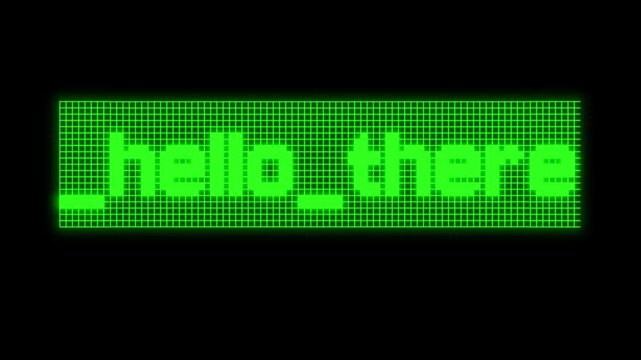 Hello There greeting text on computer screen with green glowing retro style pixelated font