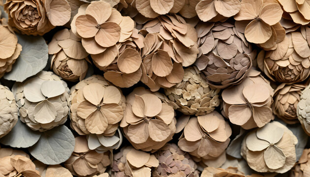 Full frame macro texture of unique protective autumn seed pods and leaf cocoons