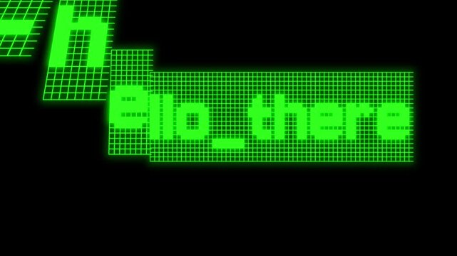 Hello There greeting text on computer screen with green glowing retro style pixelated font