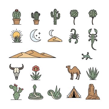 Vector illustration of various lamp and light designs.