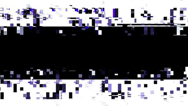 Abstract Digital Glitch Border Layout with Purple and White Pixels and Black Copy Space Video 4k
