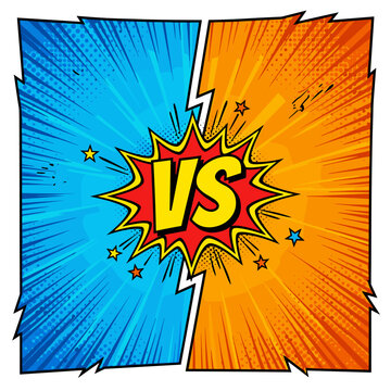 Stylized Split Background with Starburst VS Text Vector Illustration