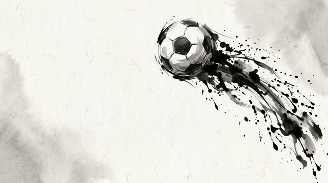 Artistic Black and White Illustration of a Football in Motion