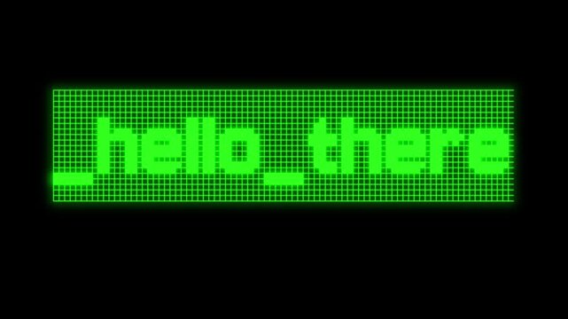 Hello There phrase message on computer screen with green glowing retro font and fade in and out transition animation