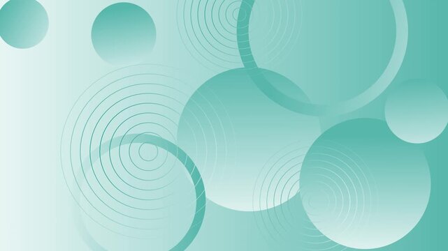 Abstract background with overlapping gradient spheres and concentric circular lines animation
