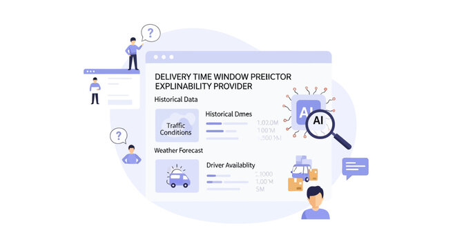 AI delivery time window predictor with data analysis and weather forecast