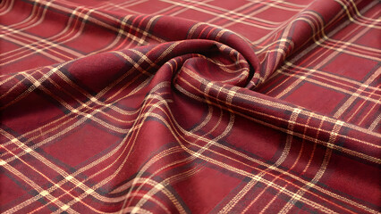 Naklejka premium Close-up of red, white and yellow patterned fabric texture