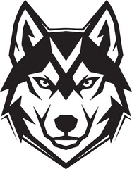 Geometric husky silhouette portrait with intense gaze © GraphicView