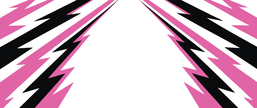 Abstract symmetrical background with sharp pink and black jagged edges framing a blank white center.