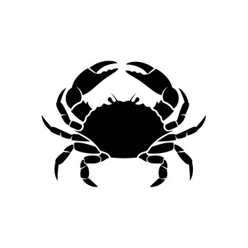 Black silhouette of a crab with detailed claws and legs.