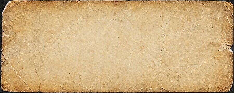Horizontal, aged, textured parchment paper background with distressed edges and subtle imperfections, evoking a vintage or historical feel.